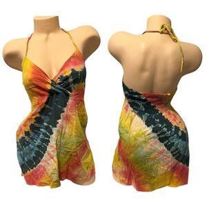 Vintage Urban Nomad Womens Y2K Festival Babydoll Tank Top Size Small Med Tie-dye